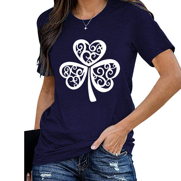 Saint Patrick's Day Clothing Leaf Printed Top T-shirt Women's Short Sleeve
