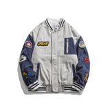 Corduroy Varsity Jacket Vintage Embroidery Corduroy Baseball Uniform Coat Men's Loose Street Flight Jacket