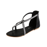 Women Open Toe Sandals Flats Plus Size Vacation Beach Shoes Flat Sandals