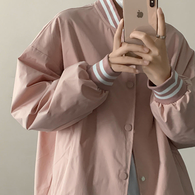 Beige Varsity Jacket Vintage Baseball Uniform Men's Spring and Autumn Retro Hiphop Top Oversize Jacket