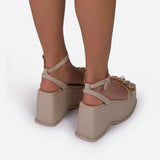 Women Open Toe Sandals Flats Metal Chain Ankle Ring Buckle Sandals for Women