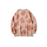Mens Fall Outfits Cow Striped Couple's Sweater Loose Street Sweater for Men and Women