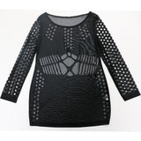 Nina Parker Black Dress plus Size Sexy Long Sleeve Narrow Dress