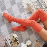 Winter Chunky Cable Thick Knit Thigh High Socks Long Stockings Boot Autumn and Winter Knitting Jacquard Stockings