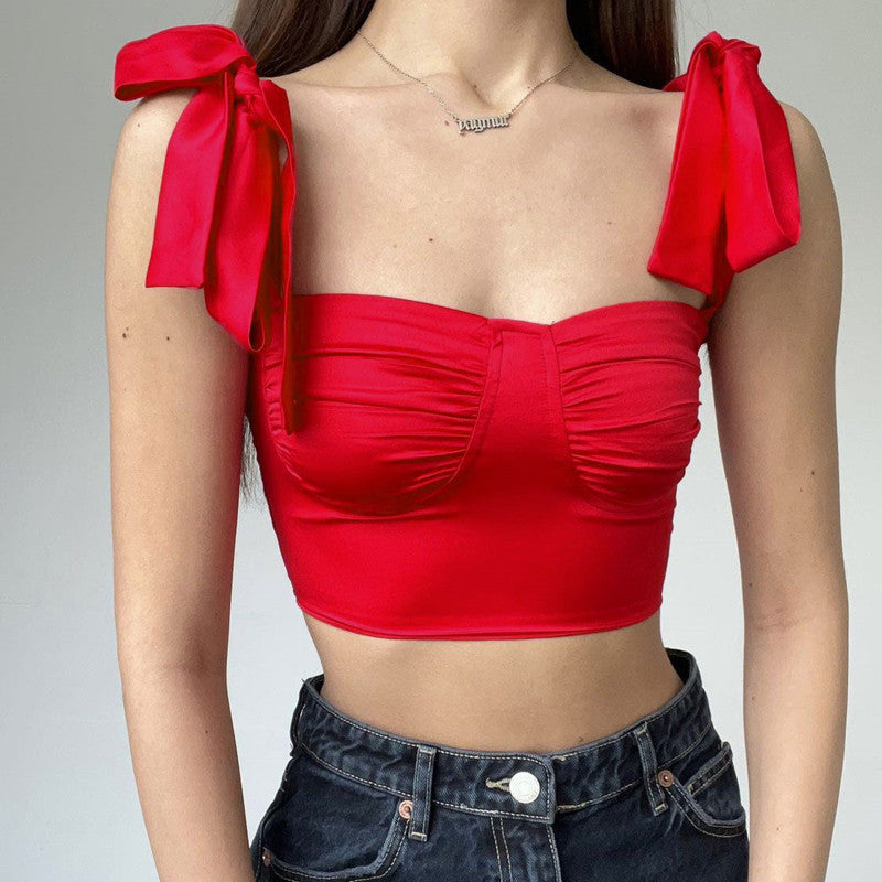 Women Rave Outfits Tops Low-Cut Sexy Pleated Women's Clothing