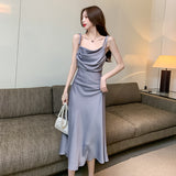 Satin Dress Lightly Mature Suspender Skirt Waist Slimming Satin Skirt