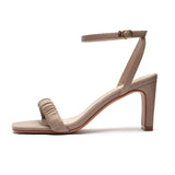 Nude Strappy Block Heels Sandals