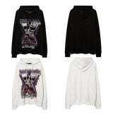 Mens Fall Outfits Hip Hop Oversize Dark Hooded Sweater Men's Printed Loose Hoodie
