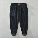 Mens Corduroy Pants Japanese-Style Retro Casual Pants Men's Loose Straight Thickening Overalls