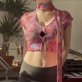 Music Festivals Rave Outfits Girls Tops Summer Women's Fashion Short Sleeve Sexy T-shirt