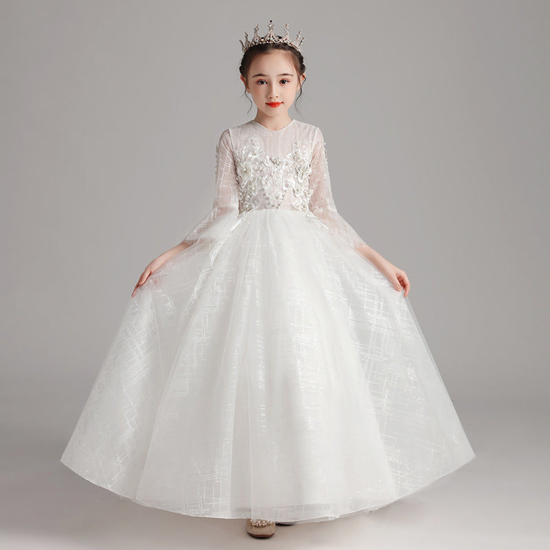 Princess Charlotte Flower Girl Dress Evening Gown Wedding Dress for Children Host Performance Costume Birthday