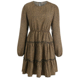 Women Fall Outfits Long Sleeve Floral Fashion Dress Female Autumn Winter A- line Skirt