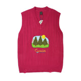 Men Sweater Vest BF Idle Style Embroidered Knitwear Vest Men's Loose V-neck Sweater Vest Coat
