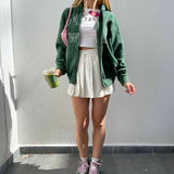 Baggy Jacket Women's Sweatshirt Cardigan Letter Print Casual Hoodie