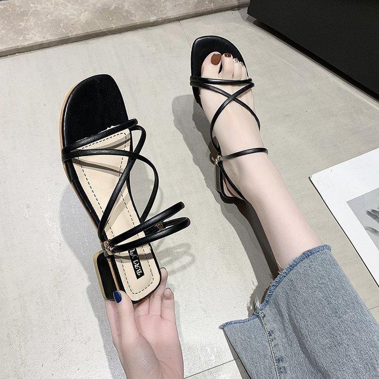 Women Open Toe Sandals Flats Summer Chunky Heel Plus Size Toe Baring Sandal Fashion Sandals