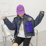 Spring Stitching Single-Breasted Denim Jacket Short Shipment Cardigan Patchwork Women Denim Jacket