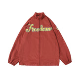 Orange Varsity Jacket Spring and Autumn Flocking Letter Embroidered Trench Coat Men's Loose Lapel Jacket