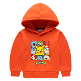 Children Pokemon Pikachu Hoodie Hooded Hoodie Fleece-Lined