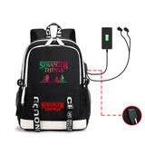 Stranger Things Hellfire Club Backpack Large Capacity Backpack Computer Bag USB Charging