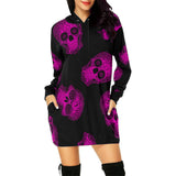 Skull Dress Casual Hooded Sweater Long Skull Printed Long Sleeve Pocket