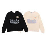 Rhude Hoodie Rhude Grand Prix Ear of Rice Printed Men and Women Casual round Neck Sweater