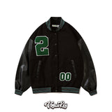 Black Varsity Jacket Student Long Sleeve Baggy Coat Men's Autumn Baseball Uniform Jacket