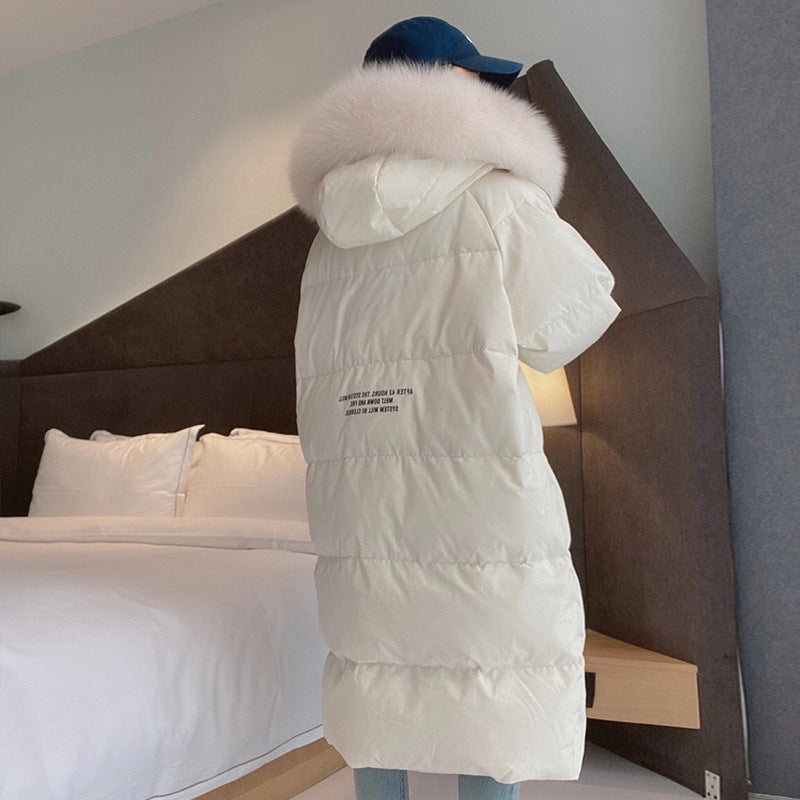 Women Winter Coats Puffer Jacket Down Coat Hooded Down Jacket Female Winter Luminous White Duck Down Mid-Length