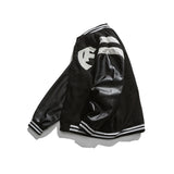 Black Varsity Jacket Autumn Baseball Uniform Stitching Loose Couple Coat Men