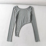 Women Fall Fall Fall Five-Color Hem Irregular Long Sleeve Top Slim-Fit Base T-shirt