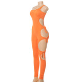 Summer Irregular Sexy Hollow-out One-Shoulder Strap Tight Trousers Jumpsuit