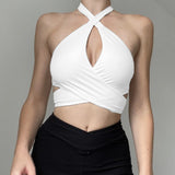 Women Rave Outfits Tops Halter Sexy Lace-up Women's Clothing