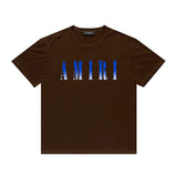 Amiri T Shirt Gradient Letter Flower Casual Hip Hop Short Sleeve T-shirt