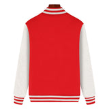 Red Varsity Jacket Colorblock Baseball Uniform Sweater Loose Jacket Contrast Color Coat Overalls