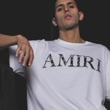 Amiri T Shirt Letter Print Casual Hip Hop round Neck Short Sleeve T-shirt for Men