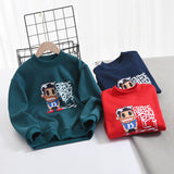 Children Boy Hoodie Autumn and Winter Fleece Sweater Printing