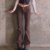 Julia Fox Low Rise Trousers Autumn Winter Sexy Low Waist Casual Trousers