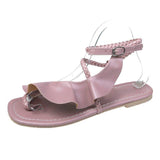 Women Open Toe Sandals Flats Summer Ruffles Flat Large Size Sandals