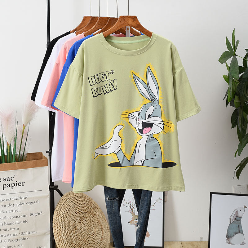 Bugs Bunny Shirt plus Size Women's Summer T-shirt Women's Short Sleeve