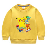 Children Pokemon Pikachu Hoodie Autumn Winter Solid Color with Fur Thick Warm Winter Clothing Top