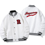 White Varsity Jacket Men's Spring and Autumn Workwear Jacket Youth Sports Baseball Uniform