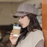 Check Beret Hat Fall/Winter Retro Beret All-Matching