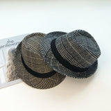 Italian Fedora Hats Plaid Woolen Hat Autumn and Winter Fedora Hat Men