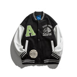 Blue Varsity Jacket Autumn Color Matching Printed Jacket