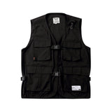 Men Sweater Vest Multi-Pocket Military Frock Vest Men's Tactical Coat Vest Tooling Style Sleeveless Jacket
