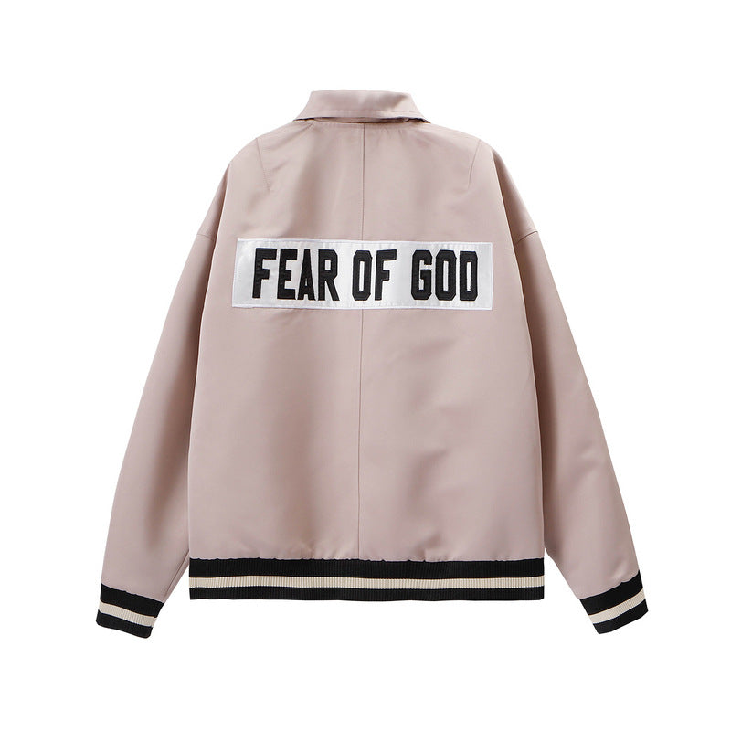 Yellow Varsity Jacket Fog Jacket High Street Embroidery Fear of Fog Jacket Men's and Women's Same Style Baseball Uniform Flight Jacket