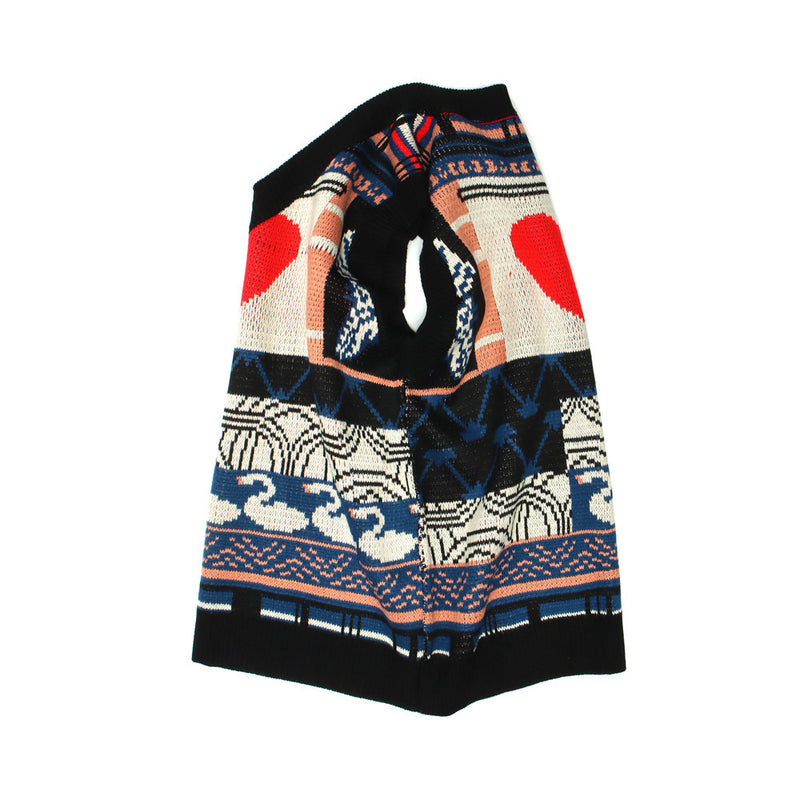 Men Sweater Vest Vintage Love Jacquard V-neck Sweater Waistcoat Men's Loose Sleeveless Sweater Vest