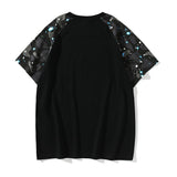 Shark Print T Shirt Summer Luminous Starry Sky Cartoon Printed Short Sleeve T-Shirt