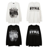 Mens Fall Outfits Sweater Men's Vintage Hiphop Print Loose Street Couple Sweater