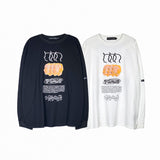 Men's Fall Outfits Printed Long-Sleeved T-shirt Men's and Women's Loose Couple's Top