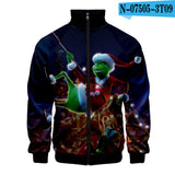 Grinch Hoodie 3D Printed Stand Collar Zipper Sweater for Men and Women